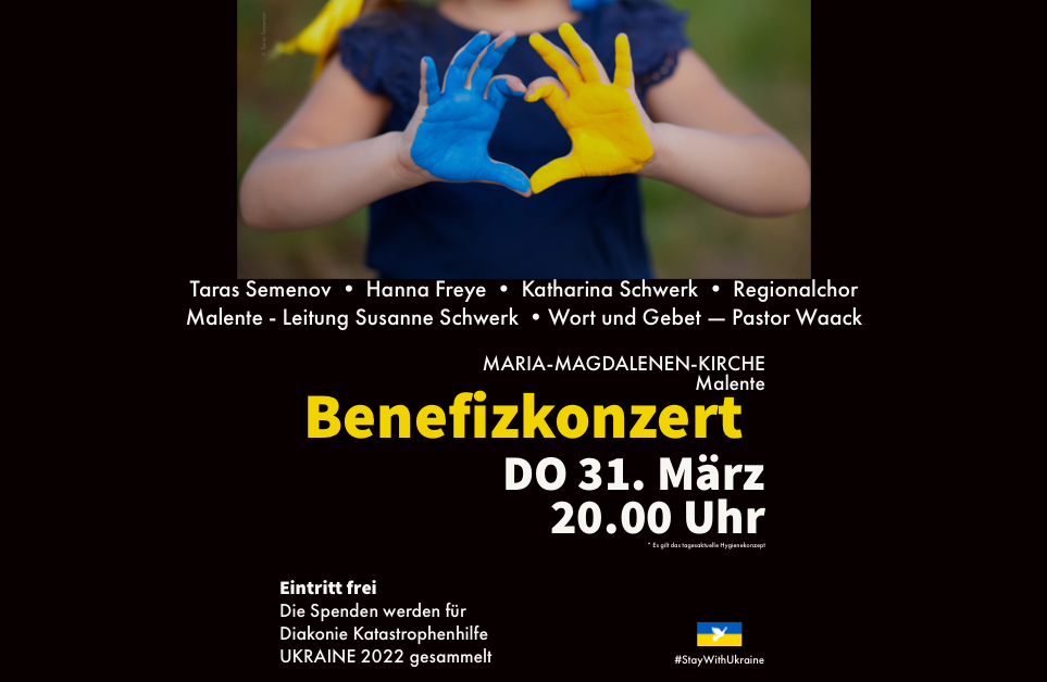 31. März | Benefizkonzert für die Ukraine. Update: 1600€ beim Konzert eingenommen